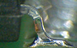 Figure 3. Lead-free QFP joint above compared to a conventional joint (below)